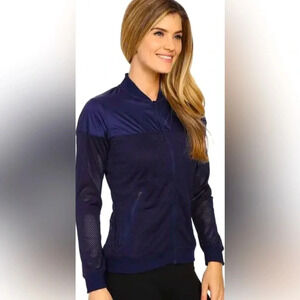 Brooks Dri Layer Run-Thru Full Zip Long Sleeve Navy Blue Running Jacket Sz Small